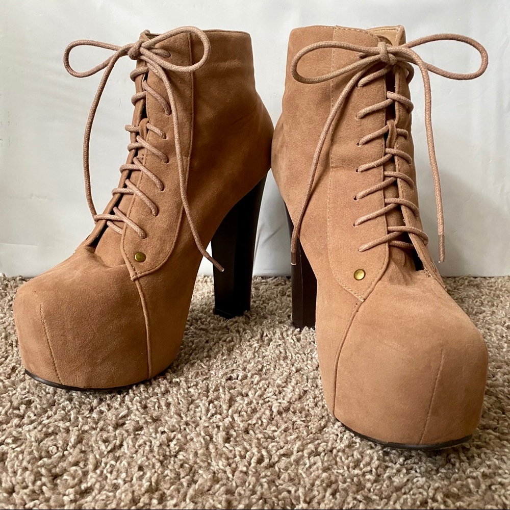 Platform Lace Up Ankle Booties